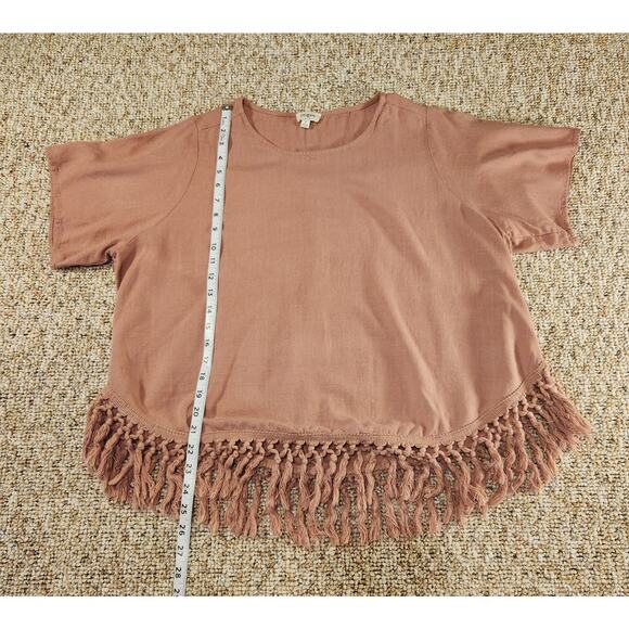 ๐ธ Umgee Boho Fringe Hem Top โ Soft Blush Pink Small - Picture 4 of 6